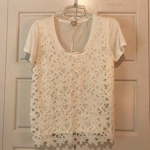J Crew Lace Overlay T-shirt